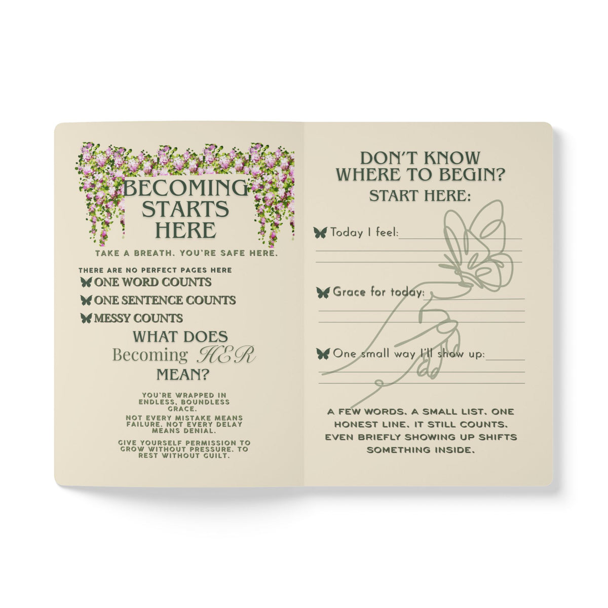 Becoming Starts Here Guided Journal | Reflection, Release & Becoming